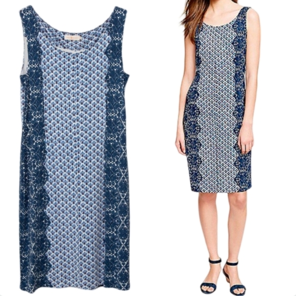 TORY BURCH Porter Dress | Size Small | Blue Geometric Print - Picture 9 of 14